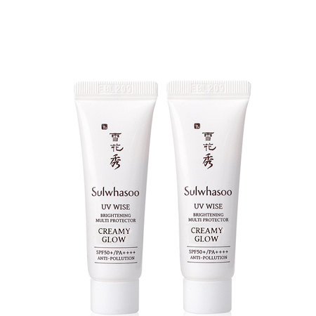 แพ็คคู่ Sulwhasoo UV Wise Brightening Multi Protector SPF50+/PA++++Anti-Pollution No.1 Creamy Glow 10ml ครีมกันแดดเนื้อครีมสำหรับผิวแห้ง มอบผิวชุ่มชื้น เพิ่มความกระจ่างใส